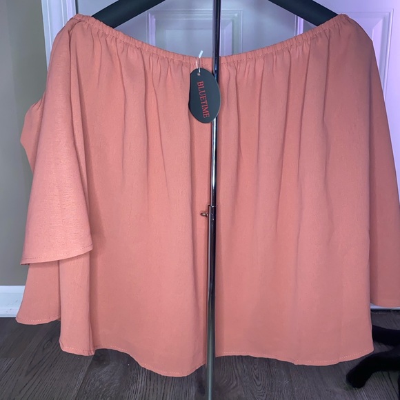 🌼NWT off the shoulder pink chiffon blouse - Picture 3 of 3